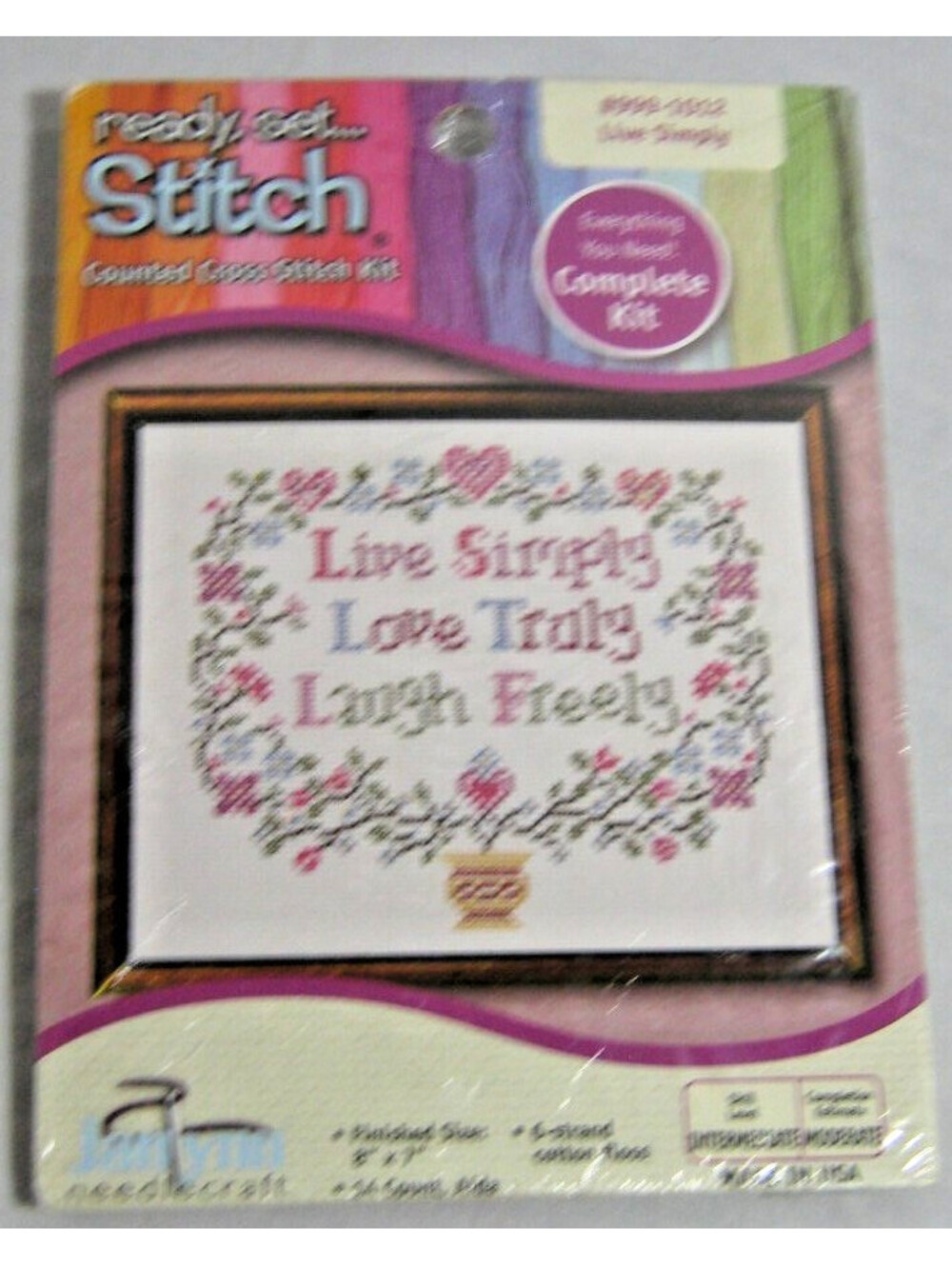 JANLYNN Counted Cross Stitch Kit LIVE SIMPLY LOVE TRULY LAUGH FREELY #999-1012
